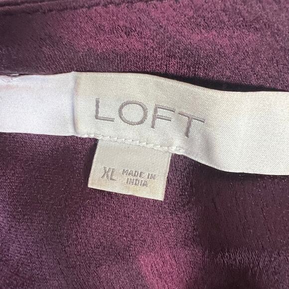 Loft Ruffle Off Shoulder Halter Blouse Size XL Burgundy Mediterranean Feminine - Picture 6 of 8